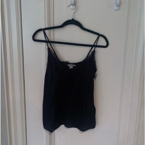 Black Lace-Detail Spaghetti Strap Top